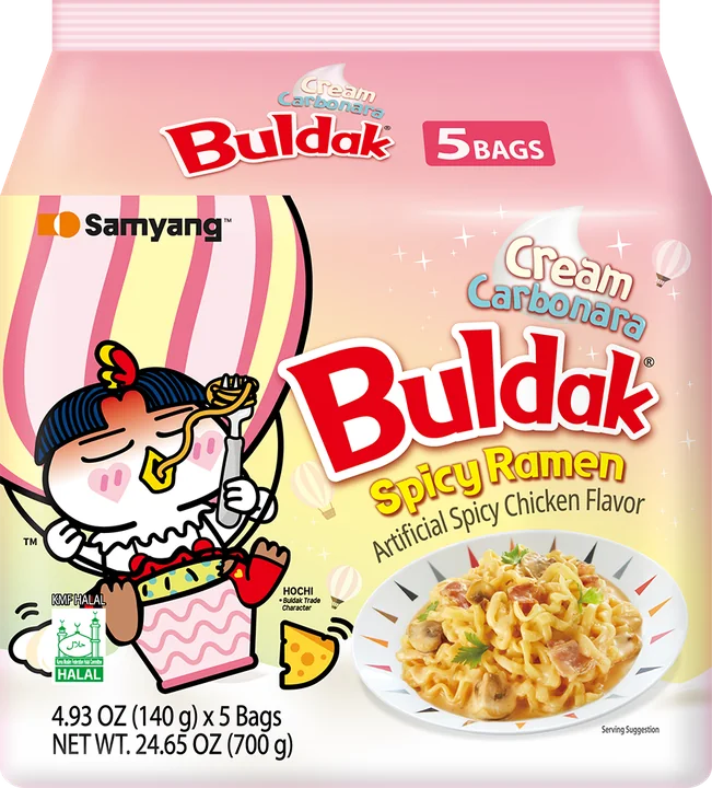 Samyang Noodles Creamy Carbonara, 8 × 5 × 140 g