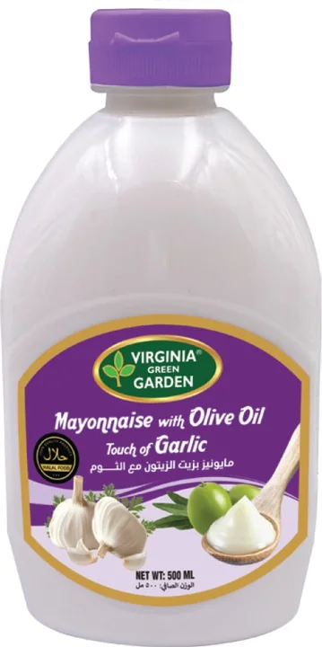 Virginia Green Garden Mayonnaise with Olive Oil Garlic - Noor PET, 12 × 500 g