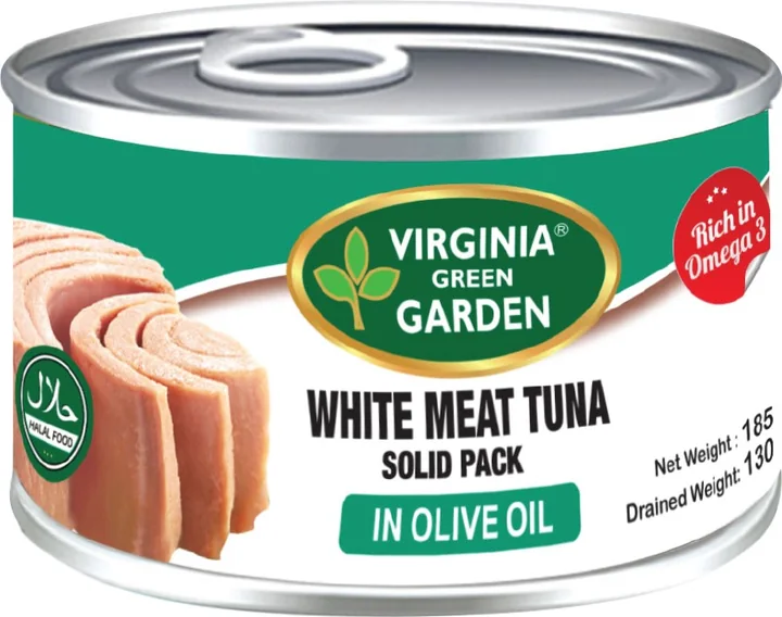 Virginia Green Garden White Tuna Solid in Olive Oil (Easy Open), 48 × 185 g